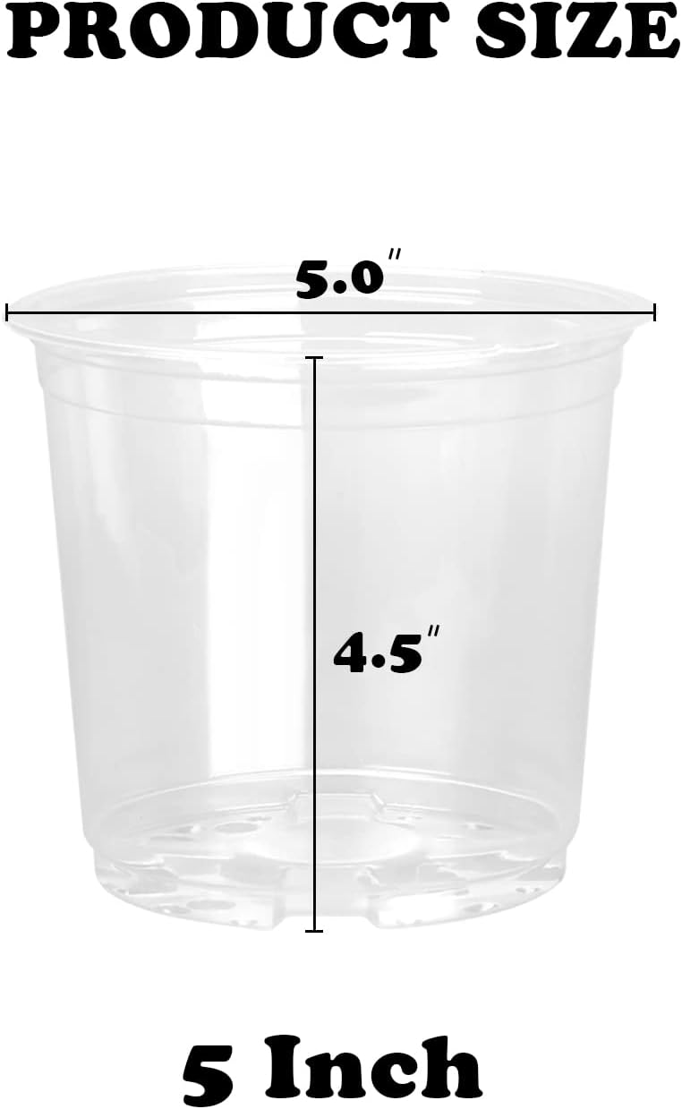 RAOOKIF 25 Pack 5 Inch Clear Nursery Pots with Drainage Holes, Flexible Plastic Nursery Pots for Plants, Durable Garden Flower Pot, Seed Starter Pots - Image 3